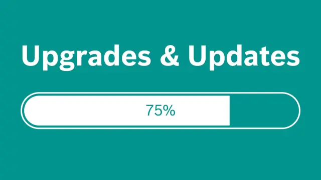 Eine Wortgrafik für die Begriffe Upgrades und Updates