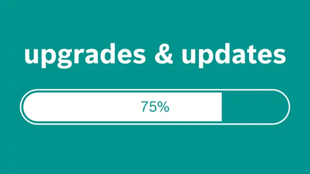 A word graphic for the terms upgrades and updates