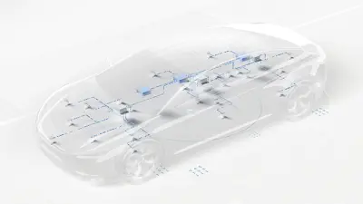 Symbolbild für die Integration hochvernetzter E/E-Subsysteme und Funktionalitäten in einem Fahrzeug 